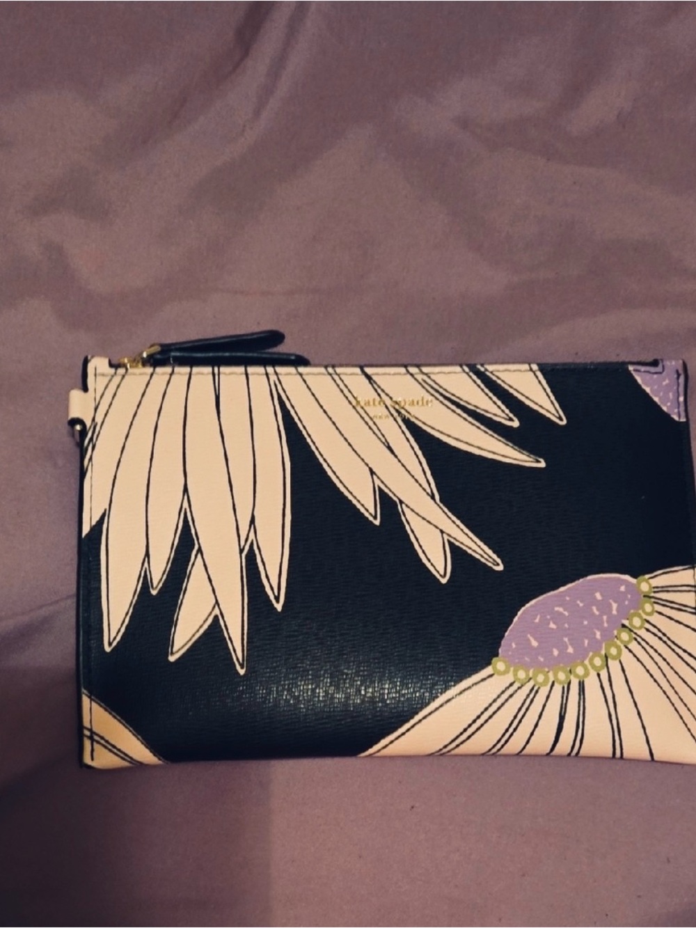 Kate Spade “Molly” Black Tote (with Wallet) with Pink and Purple Floral Print - Picture 4 of 7